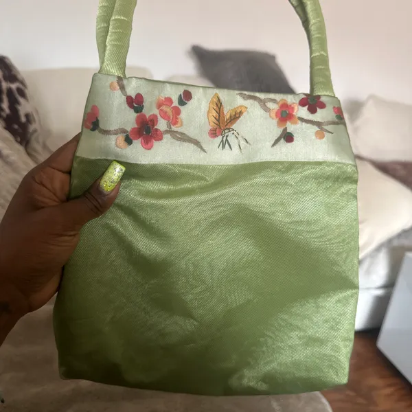 Green floral embroidered dainty Y2K shoulder purse - Image 2