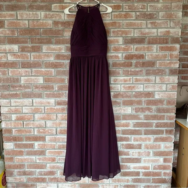 Bill Levkoff 1161 Bridesmaid Gown Dress Formal Open Back Halter Women’s 8 Purple - Image 2