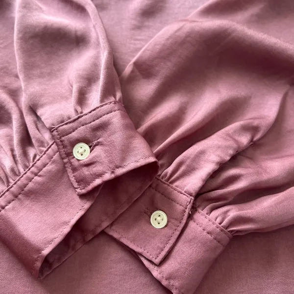GAP Deco Rose Silky V-Neck Blouse XL Long Sleeve Draped Top - Image 8