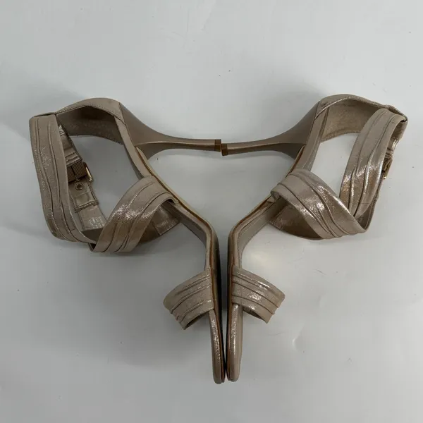 Gianni Bini Metallic Champagne Gold‎ Strappy Stiletto Heel Sandals Size 9.5 - Image 4