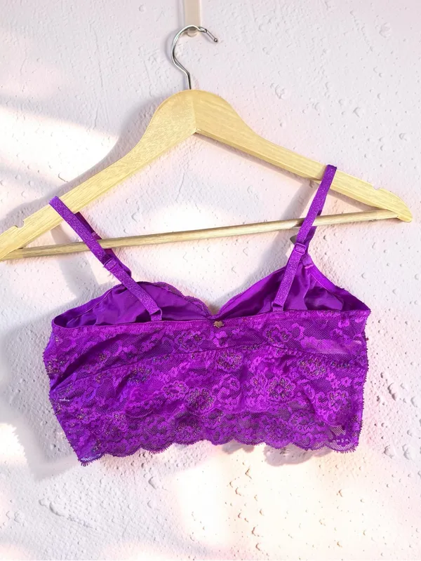 PINK Victoria's Secret Purple Lace Bralette Size Medium - Image 16