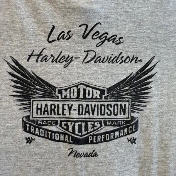 Harley-Davidson Graphic‎ T-Shirt Gray Excellent Studded Las Vegas Women Medium - Image 6
