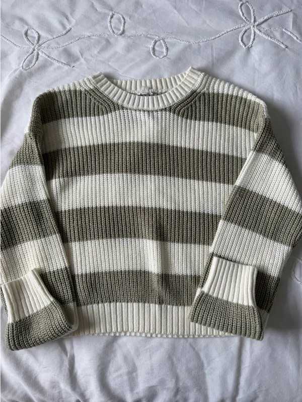 Garage Sweater Cream and Green Striped - Image 2