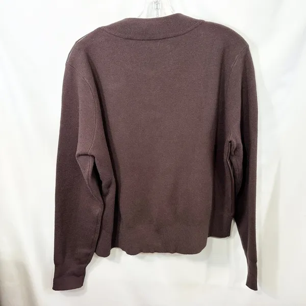 Sioni Bomber‎ Jacket Womens XL Brown Faux Leather Knit Classic Chic Edgy 1502 - Image 2