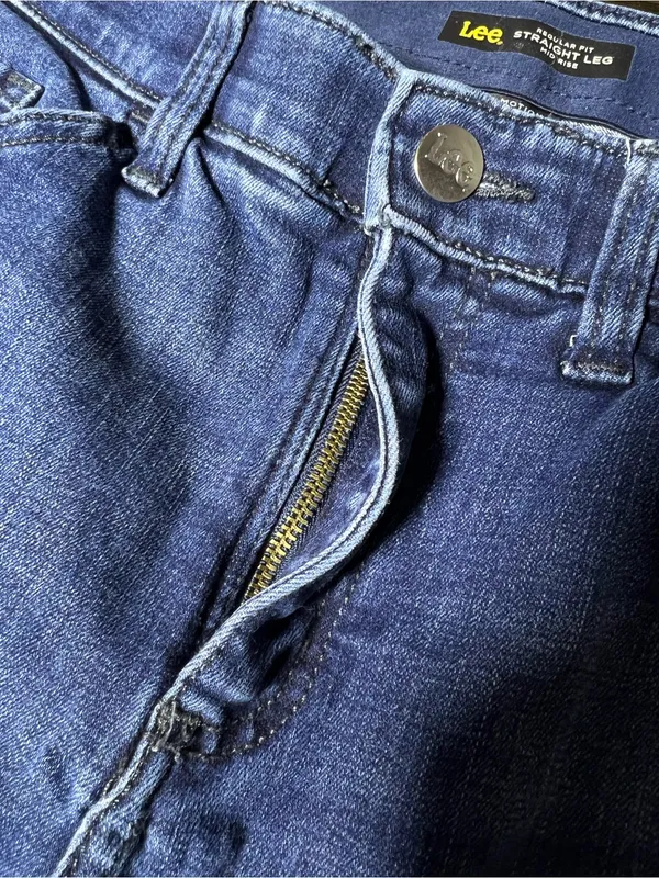 Lee Regular Fit Straight Leg Mid Rise Jeans Size 14 - Image 3
