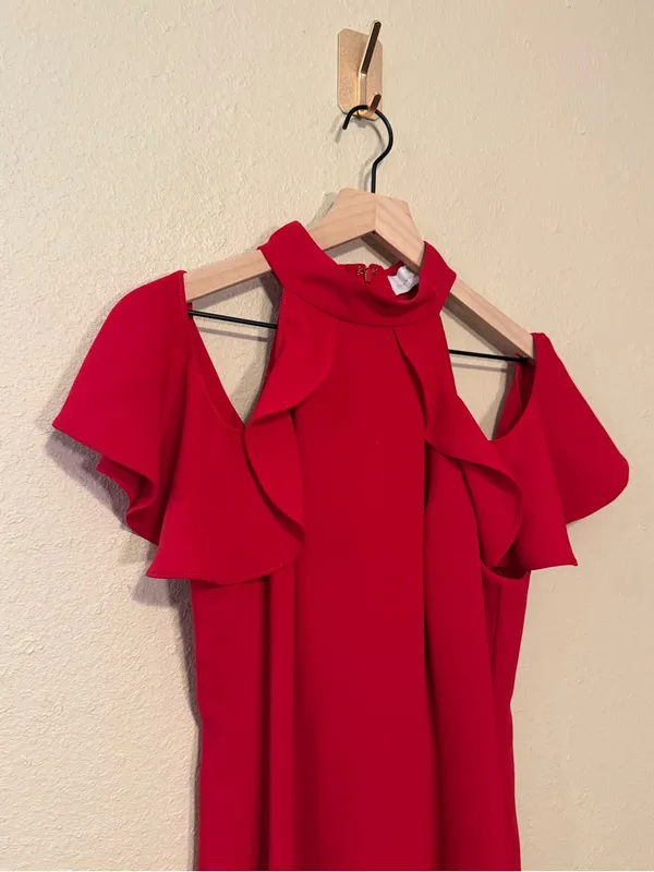 Amanda Uprichard Haven Halter Red Mini Dress Size Medium - Image 3