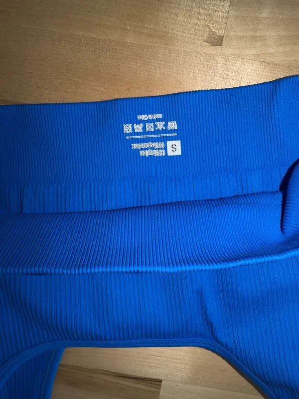 Electric Blue Ribbed Scoop Neck Sports Bra - Image 3