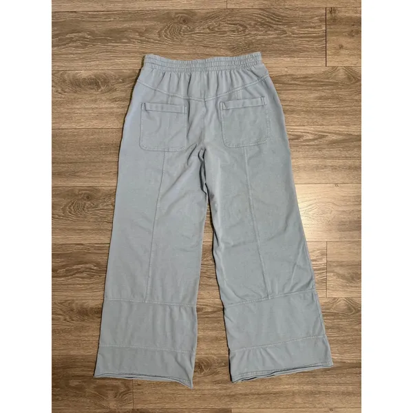 Rae Mode Women Cotton Blend Pants Siz L Light Blue Wide Leg Lounge Elastic Waist - Image 3