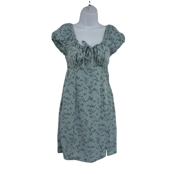 Pink Republic Babydoll =Floral Dress XS Milkmaid Coquette Cottagecore Bow Sage - Image 2