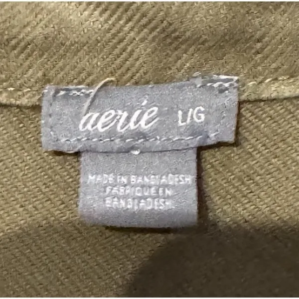 Aerie‎ Women's Romper One-piece Long Sleeve Button Up Pockets Olive Green Large - Image 5