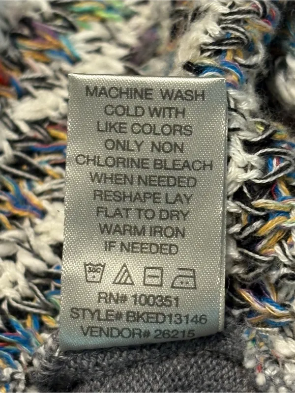 BKE Draped Open-Front Cardigan in Gray with Multicolor Accents - Image 7