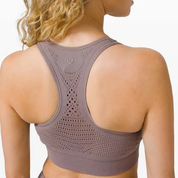 Lululemon Reveal Sports Bra Digital Rain Light Support Knit Lunar Rock Taupe - Image 11