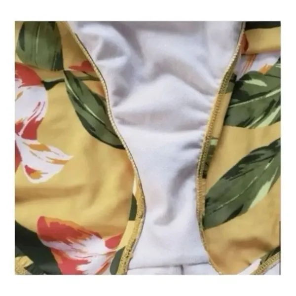 Kona Sol Swimwear One Piece High Coverage Yellow Tropical Floral Size M - Image 9