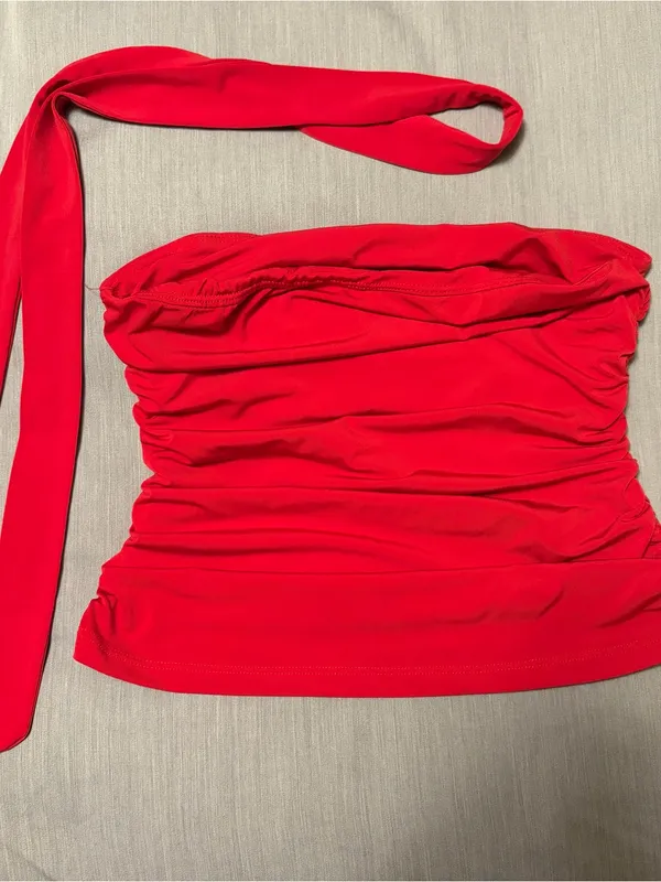 Women's Scarf Tube Top - Wild Fable Brand Target, Red, Small, Tank Top W/ Tie - Image 8