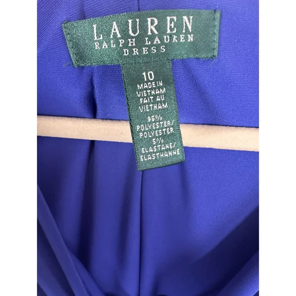 Lauren‎ Ralph Lauren Womens Dress Size 10 Blue Stretch Sheath Ruched Bodycon - Image 3