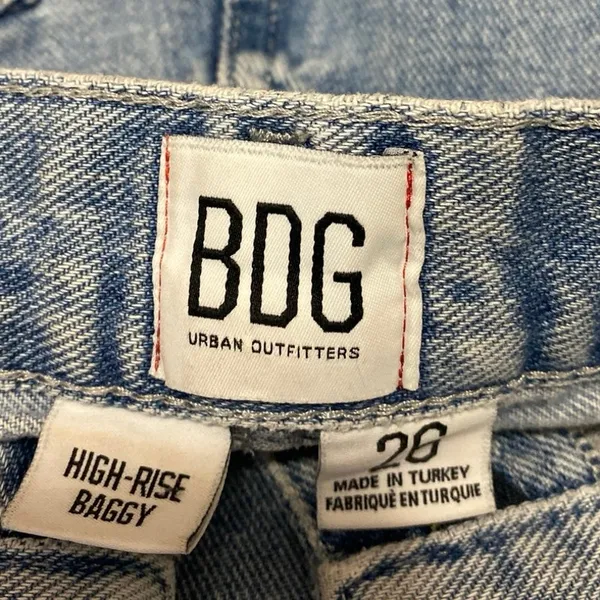Urban Outfitters BDG Carrot Blue High Rise Tapered Baggy Denim Jeans Size 26 - Image 4