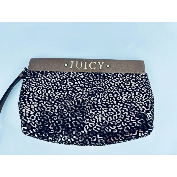 Juicy Couture‎ Metallic Novelty Clutch Wallet Purse Gold Black Cheetah Print - Image 2