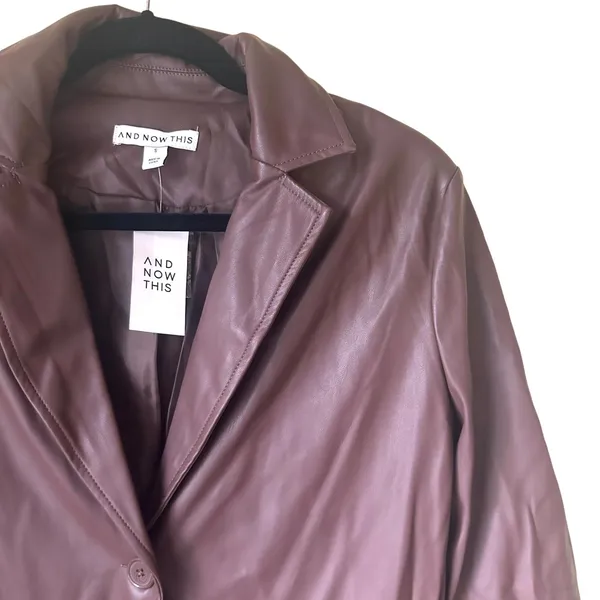 AND NOW THIS Faux Leather Oversized Blazer NWT‎ Sz Small - Image 4