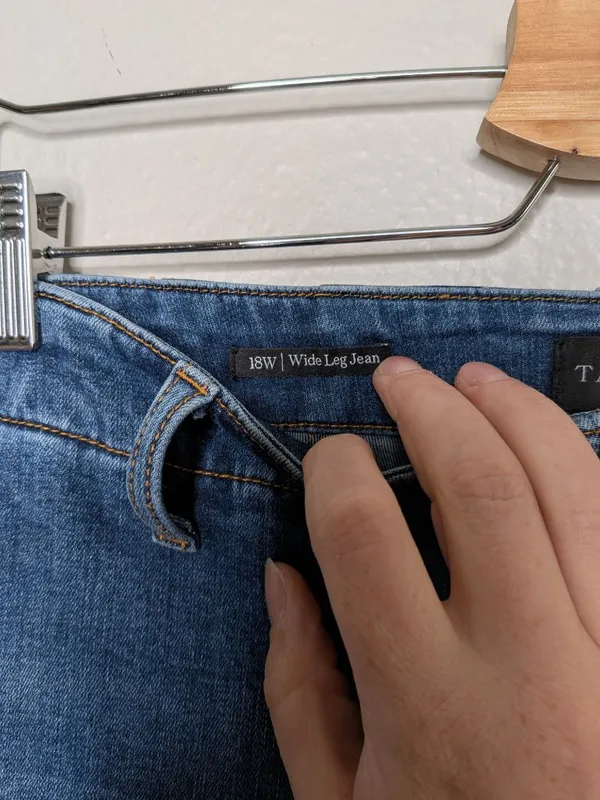 Talbots Womens Wide Leg Blue Denim Jeans 18W Side Button Detail - Image 4