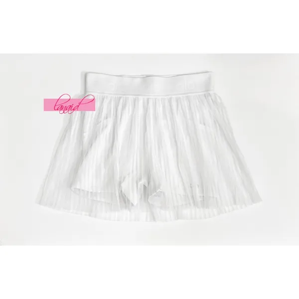 Alo Mesh Flirty Tennis Skirt White Sheer Transparent See-Through Pleated Skort - Image 12