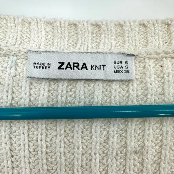 Zara Size Small Chunky Heavy Knit Sweater Cropped White Cream Oversized‎ Fit - Image 4