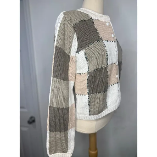 Vintage Ellen Tracy Heavy Knit Scarf Sweater Coat Cardigan Small Petite - Image 4
