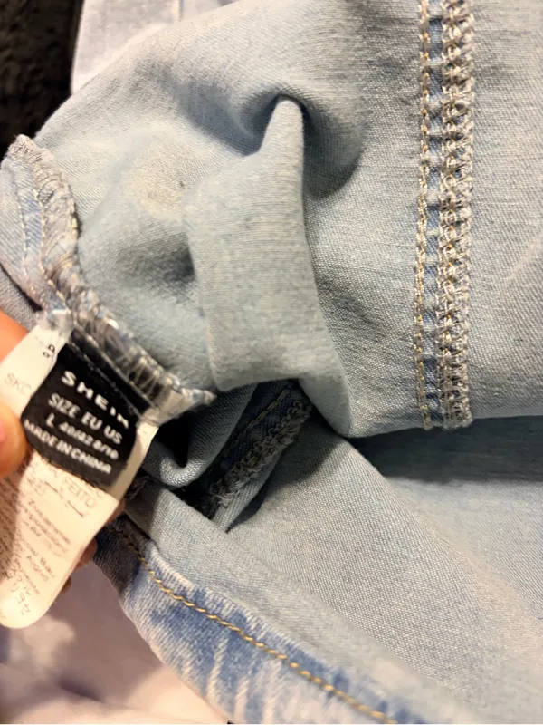 SHEIN Light Wash Denim Halter Mini Dress - Image 6