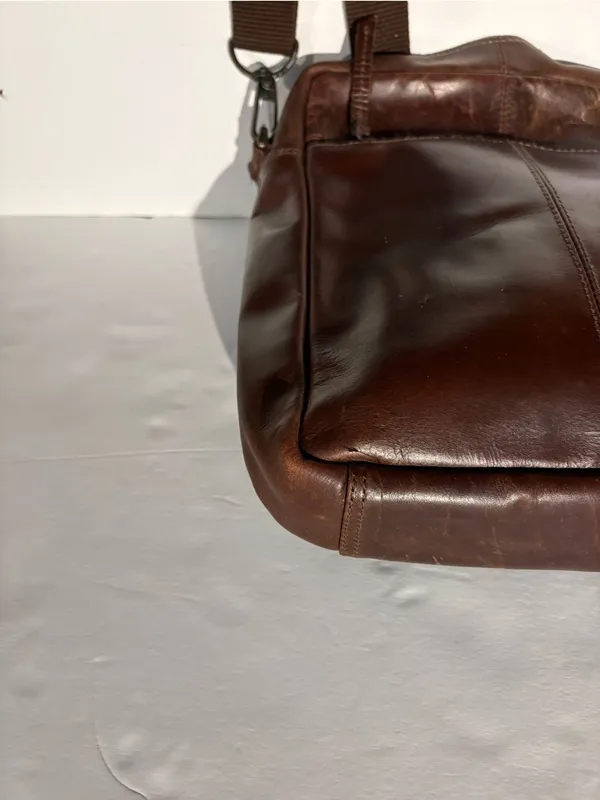 Classic Brown Leather Crossbody Messenger Bag for Men or Women. - Image 10
