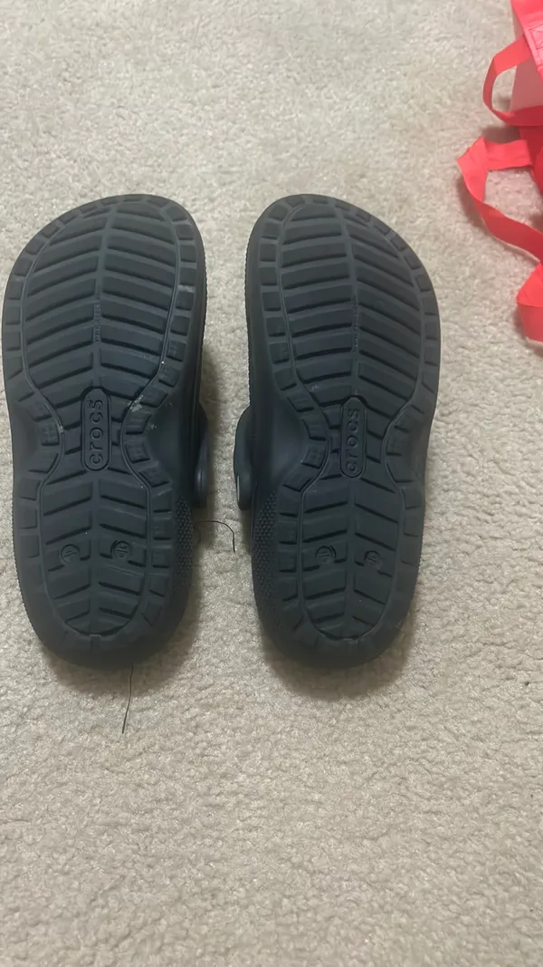 Black Fuzzy Crocs Men’s 6/ Women’s 8 - Image 4