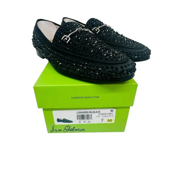 Sam Edelman Loraine Bling Bit Loafer Flats Black Embellished Size 7M NWB - Image 2