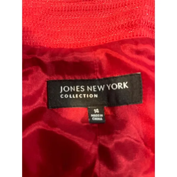 Jones New York Red Ribbed Jacket Blazer Chic Button-Front Outerwear B-340‎ - Image 2