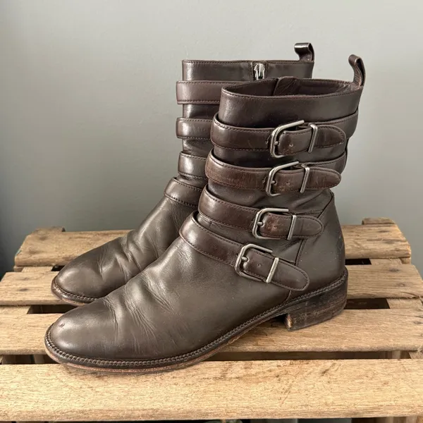 Via Spiga Bara Leather Moto Boots Brown Size 9 A24‎ - Image 2