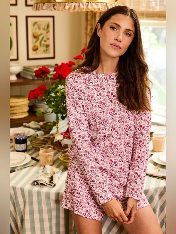 LAKE Pima Crew Long-Short Set in Dahlia Garden Floral Size Small - Image 11