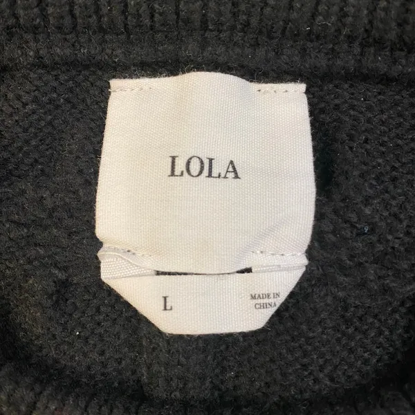 Lola Pearl Neck Cropped Sweater Womens‎ Size L Black Preppy - Image 2