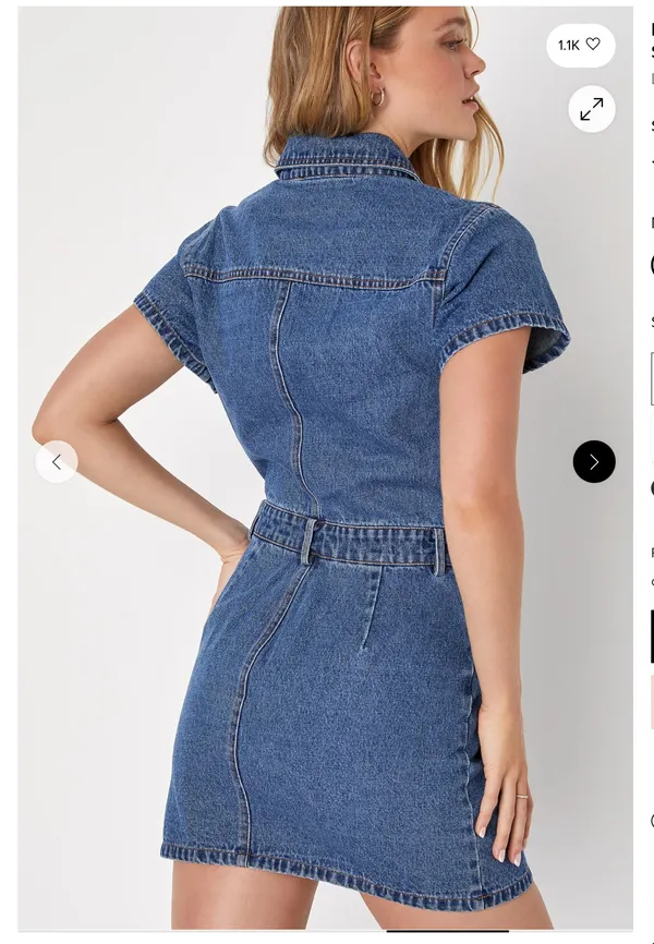 Lulu’s Ready to Charm Medium Wash Short Sleeve Denim Mini Dress Sz M - Image 4