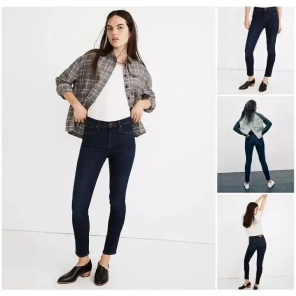 Madewell dark wash 9 inch mid rise skinny sustainable jeans - Image 2