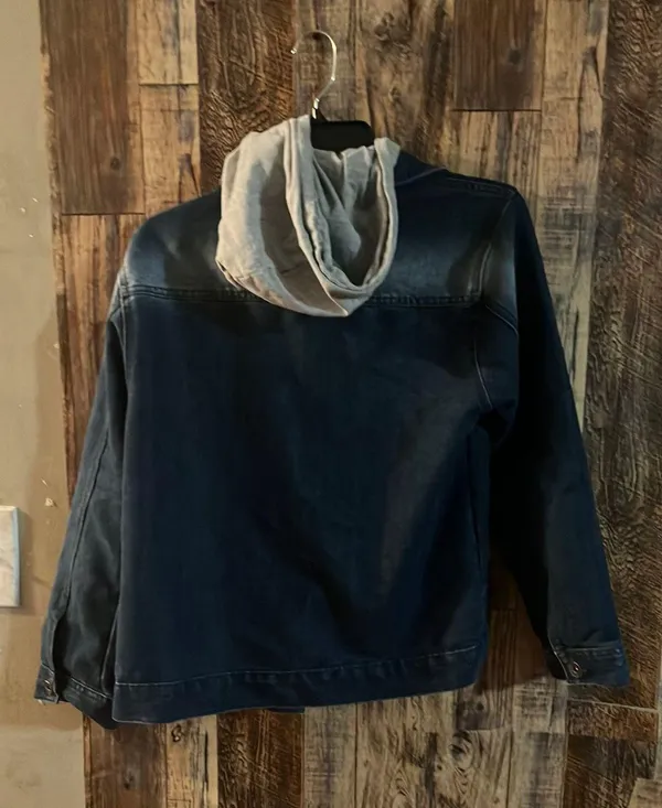 Donna Karan New York Women's Jean Jacket With Hoodie Size 14/16 - Image 5