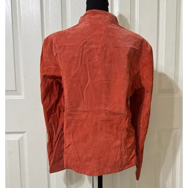 VTG Queen Latifah Shearling Leather Jacket Women XL Orange‎ Queen Biker - Image 2