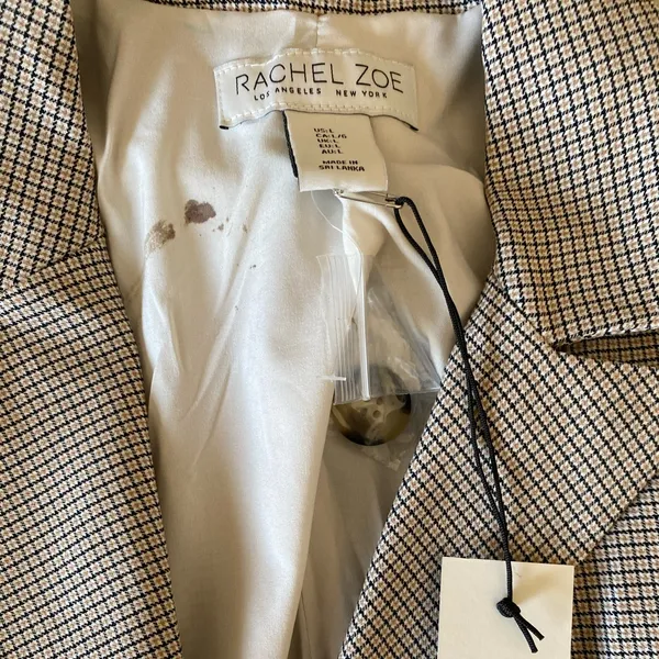 NWT Rachel Zoe Plaid Gingham Houndstooth Oversize Blazer Large Read - Image 6