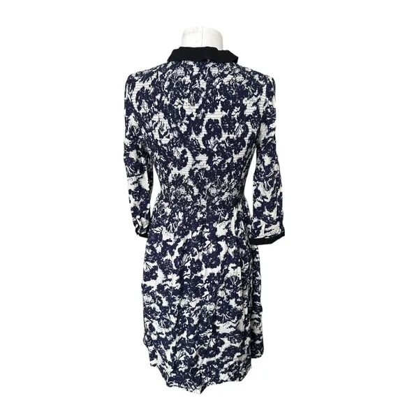 Anthropologie Edme & Esyllte Sketchbook Shirt Dress Blue White Smocked size 6 - Image 5
