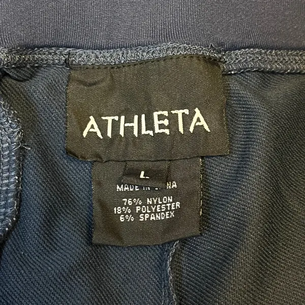 Athleta Womens Navy Blue Wide Leg Athletic Pants Size L‎ Zip Ankle Cuffs Stripe - Image 7