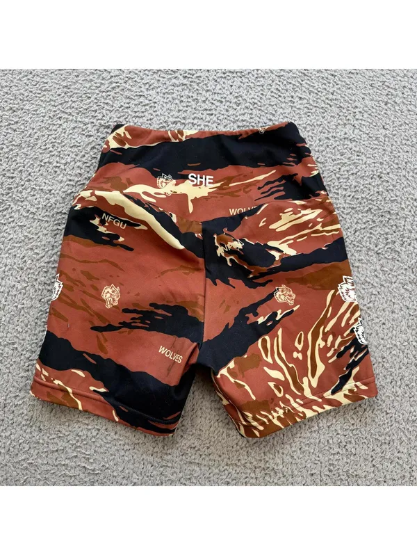 Darc Sport Wolves Womens Shorts 64 of 500 Tiger Camo Orange XS Bodybuilding Gym - Image 2