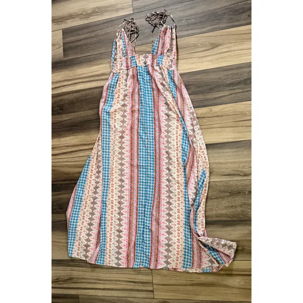 Lulus Maxin' Relaxin' Boho Beach Festival Tie‎ Strap Maxi Dress M Summer - Image 5