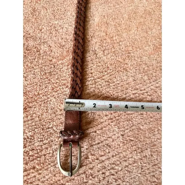 Leather Braided Belt Brown Woven Boho Casual Women’s Size S - Image 6