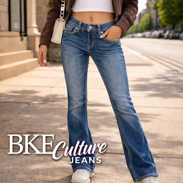 BKE Culture Jeans 29R Women’s Bootcut Stretch Blue Thick Stitch Low Rise - Image 12