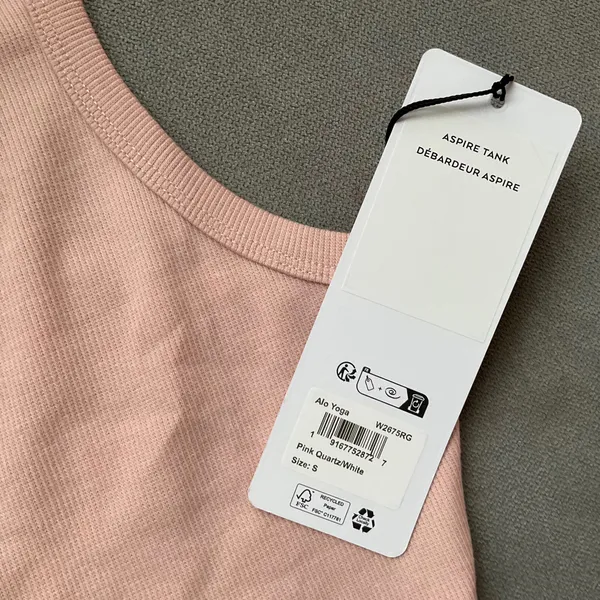Alo Yoga Aspire Tank Pink Quartz/White S - Image 3