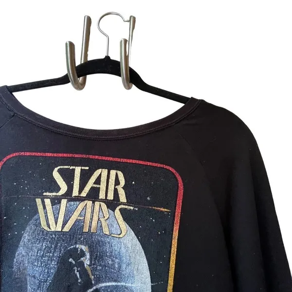 Vintage 80s Black Lucas film Star Wars darth vader crew neck oversize sweater S - Image 6