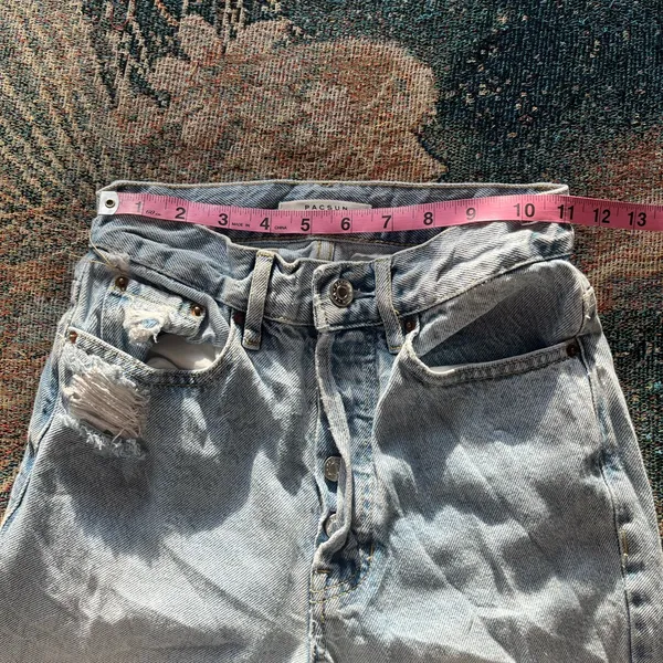 PacSun Ultra High Rise Slim Fit Jeans Light Wash Button Fly Size 23 Distressed - Image 13