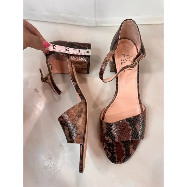 AGL Snake Embossed Brown Strappy Block Heel Sandals EU 39.5 - Image 7