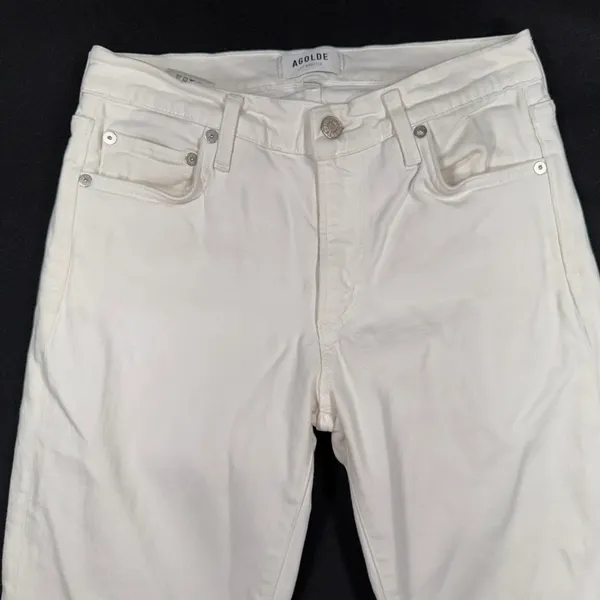 Agolde 27 Toni Slim Straight Jeans White Stretch Denim A133-1085 Minimalist - Image 4
